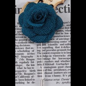 Fabric Flower Brooches Men/Women Brooch Pin Teal